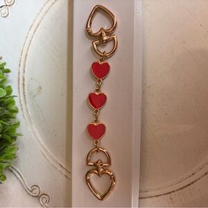 Red and goldtone  Link Keychain purse charm or bag extender- Gold Hardware